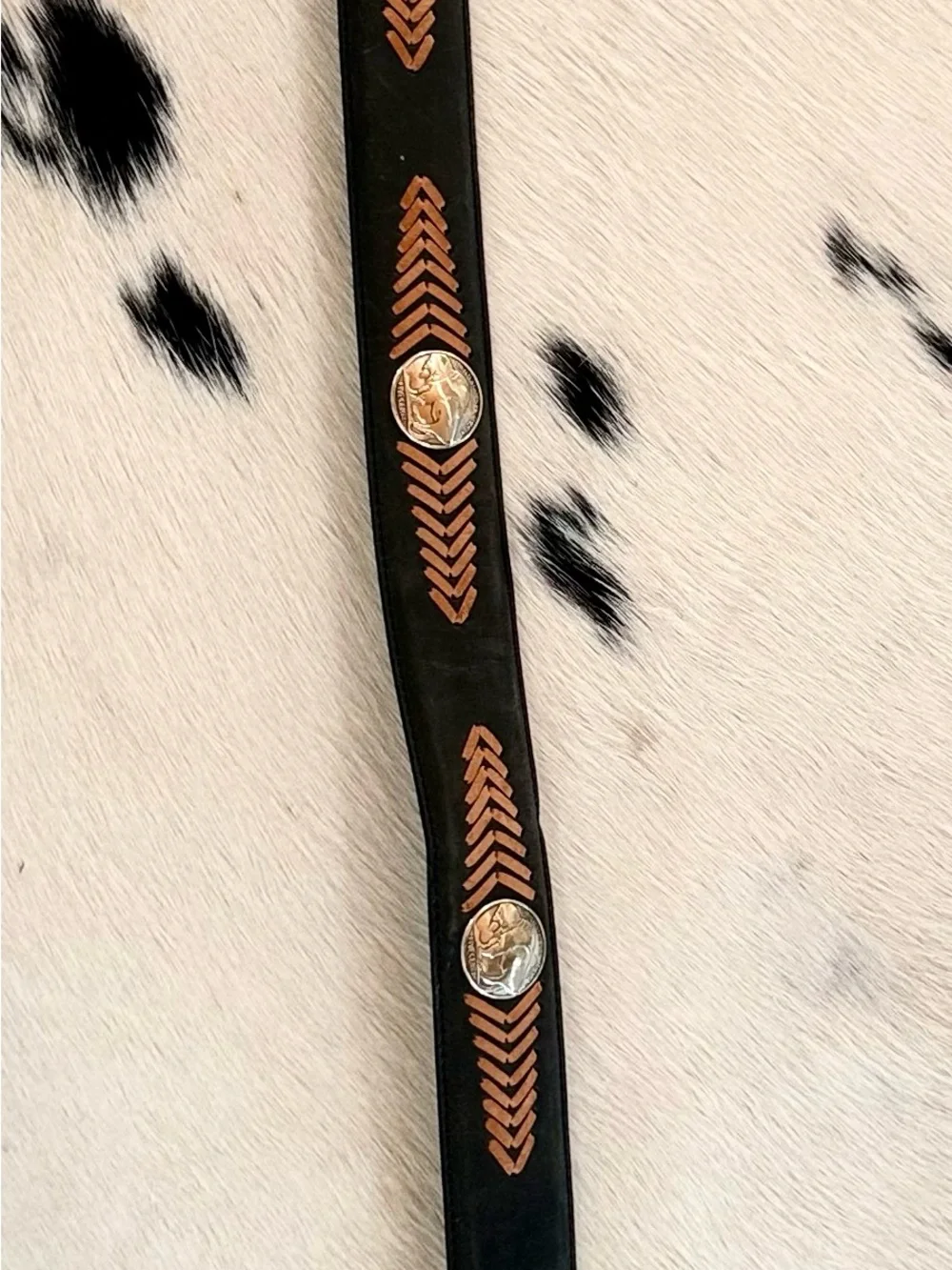 Resistol Black Leather Belt with Brown Braided Inlay and Silver Conchos